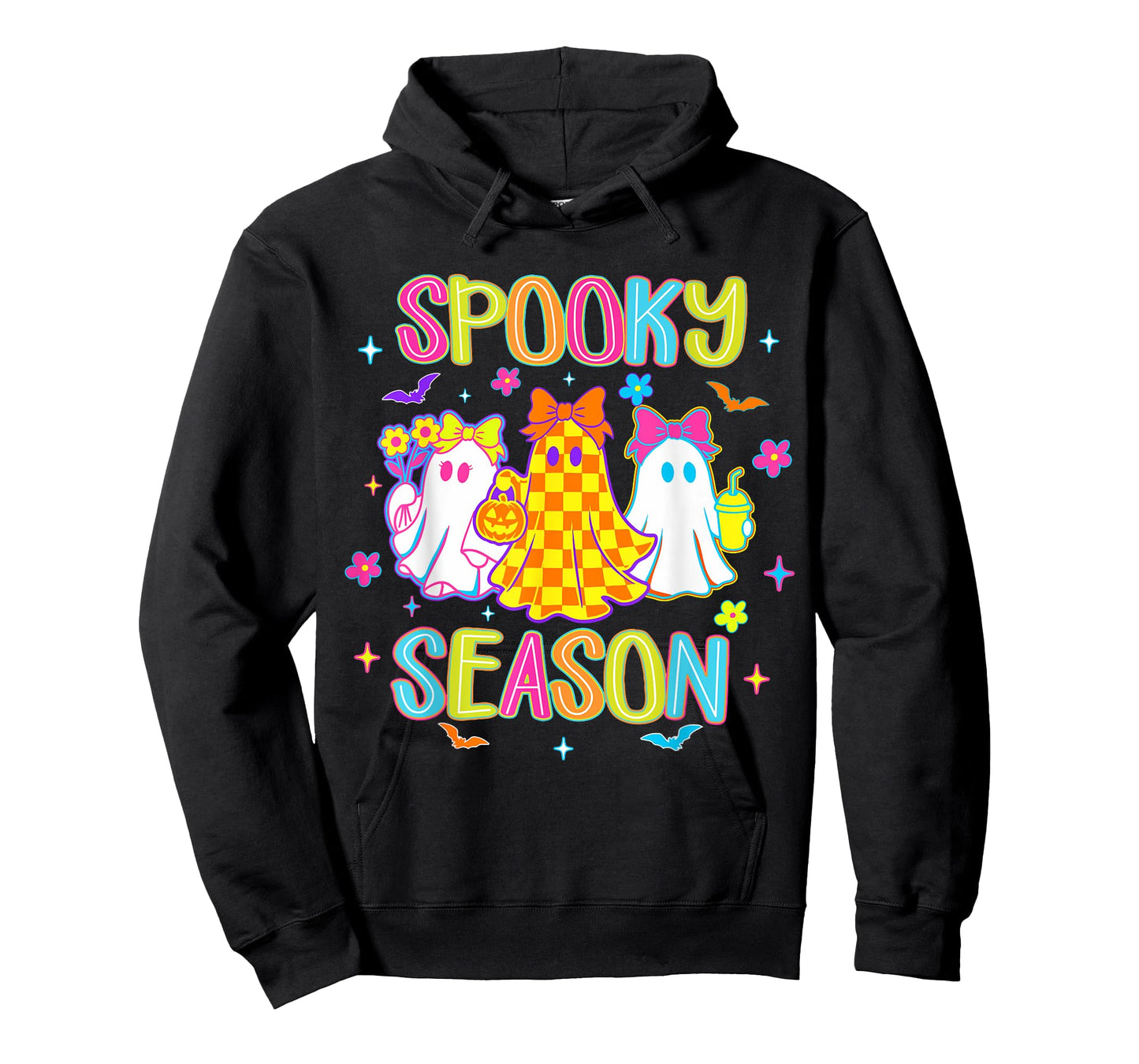 Spooky Season Neon Halloween Ghost Mens Womens Kids T-Shirt