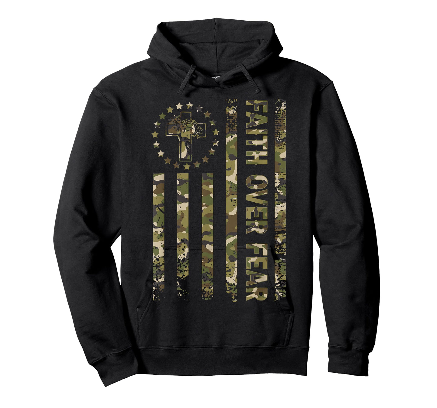 Christian Faith Over Fear Camo US Flag Patriot Men Women Kid T-Shirt