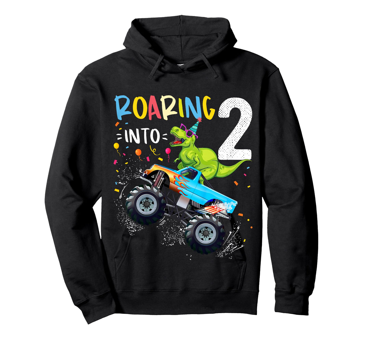 2nd Birthday T Rex Dinosaur Monster Truck Boys and Girls T-Shirt