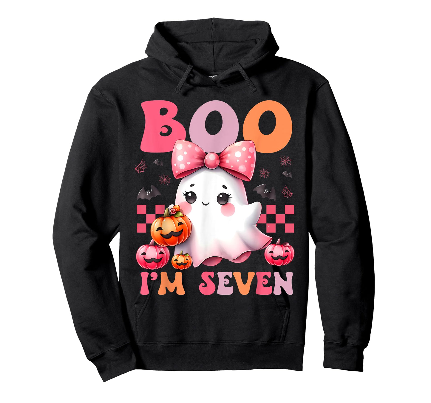 Boo I'm Seven Ghost Seventh 7th Birthday Halloween Girls T-Shirt