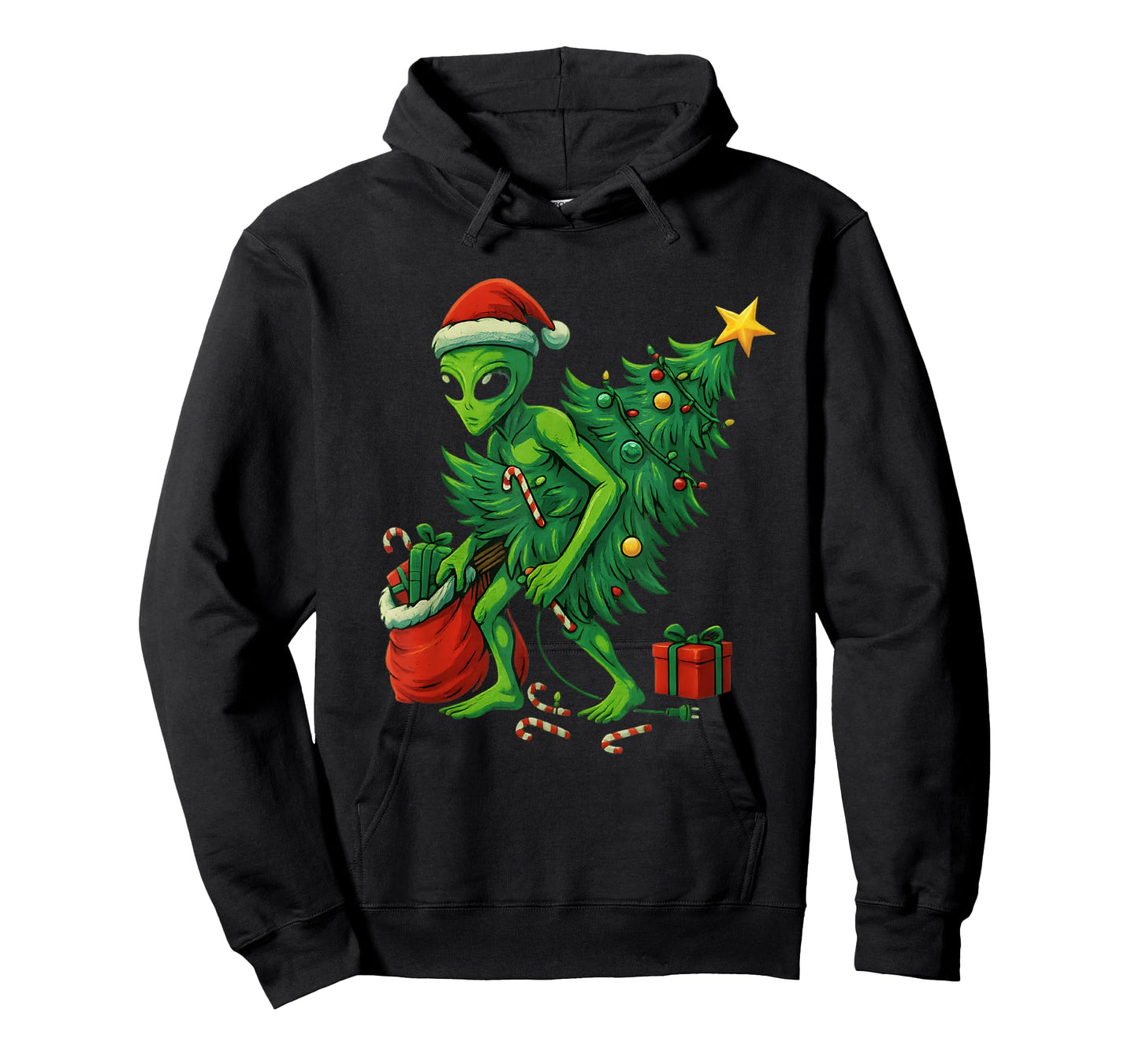 Alien Christmas Tree Lights Xmas Gifts Boys Men T-Shirt