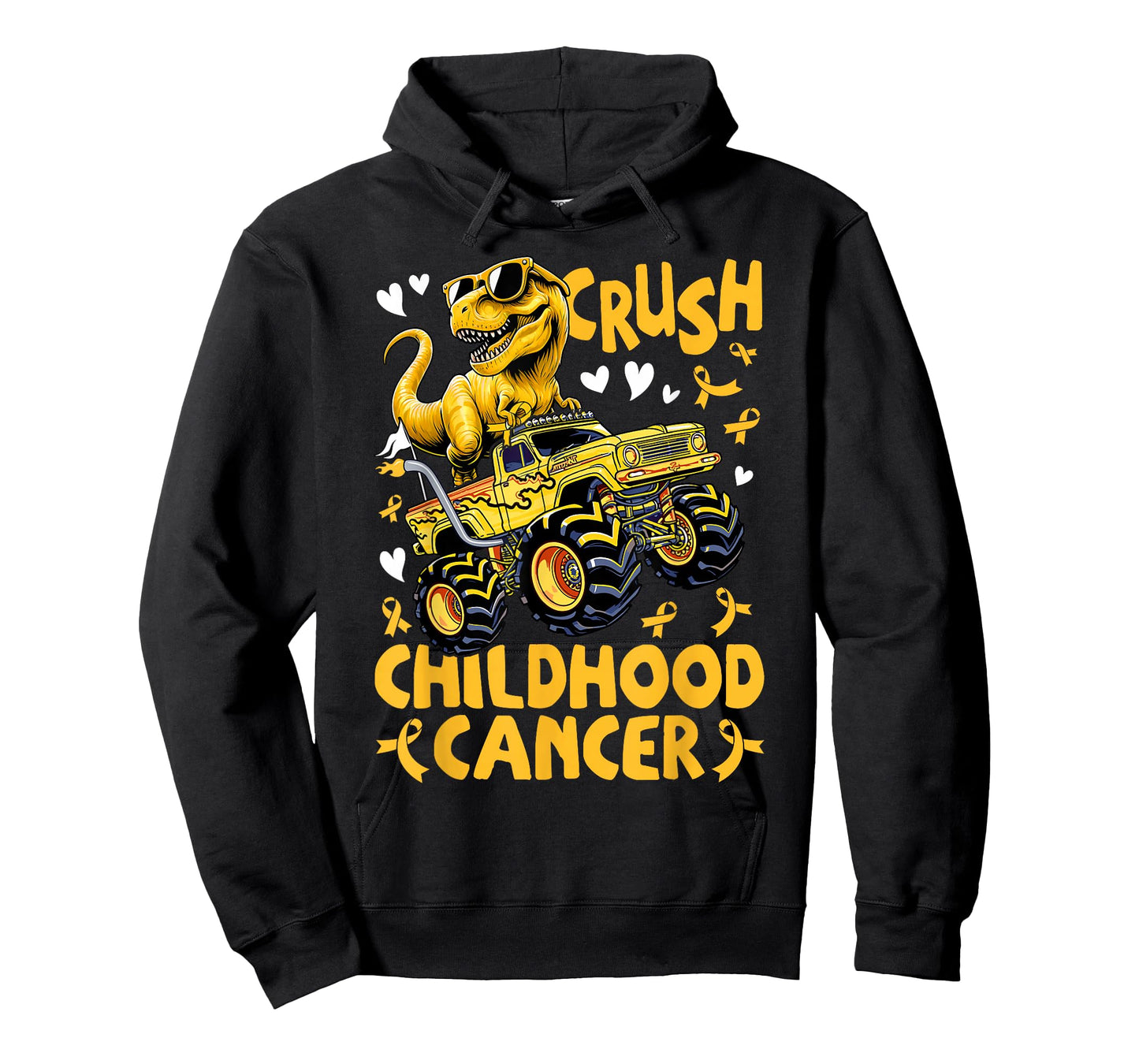 Crush Childhood Cancer Awareness Monster Truck Dinosaur T-Shirt