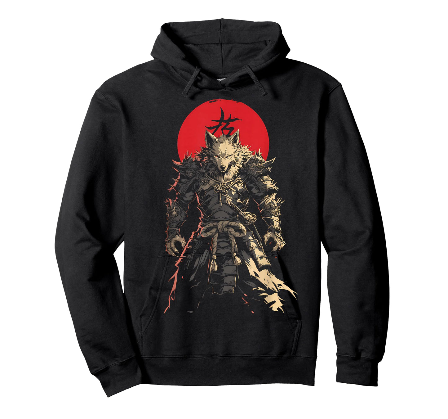 Japanese Samurai Wolf Kanji Samurai Warrior Wolf T-Shirt