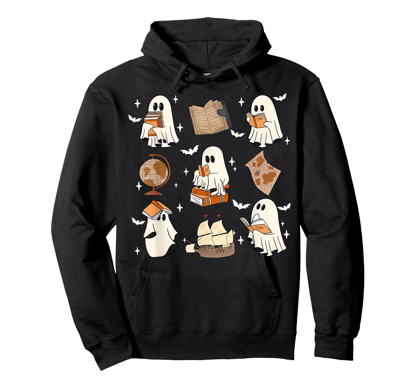 Cute Ghosts Reading Book Bookworm Halloween History Teacher T-Shirt