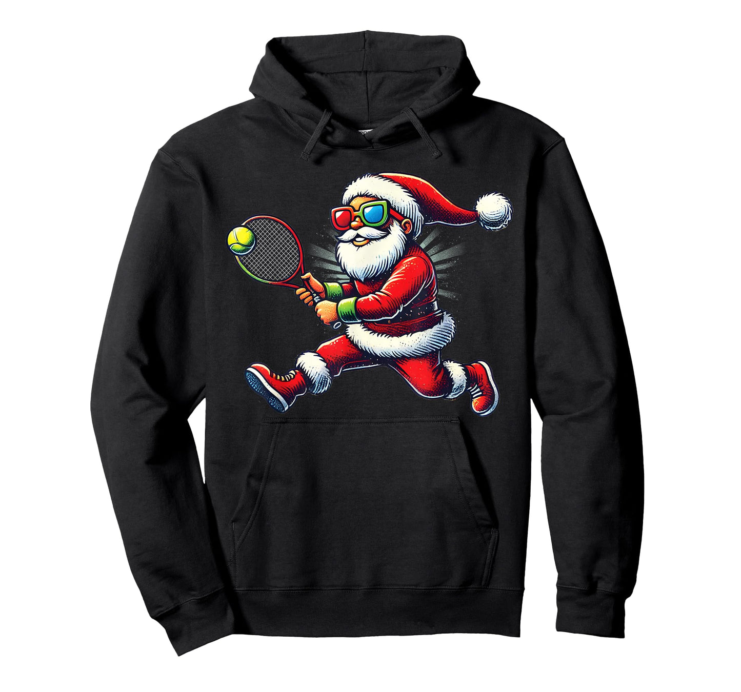 Santa Claus Playing Tennis Game Tennis Racket Christmas T-Shirt