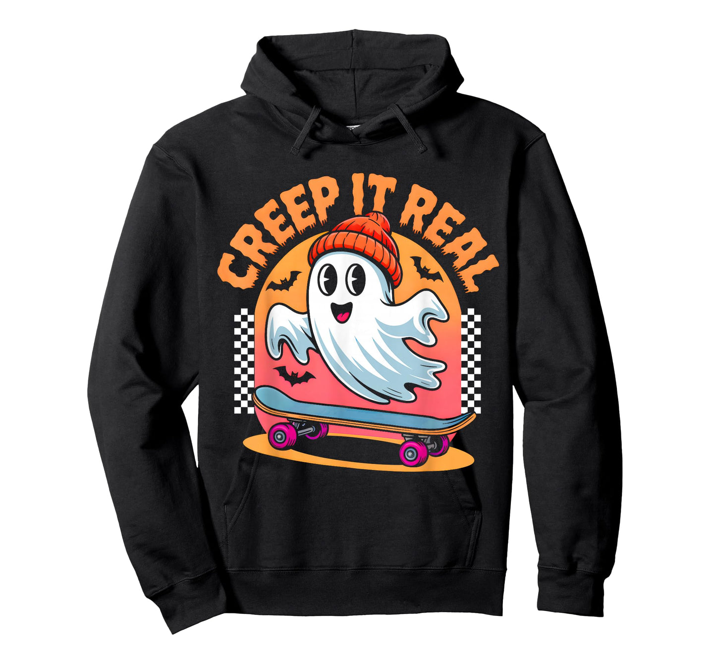 Creep It Real Halloween Skateboard Ghost Kids Boys Teens T-Shirt