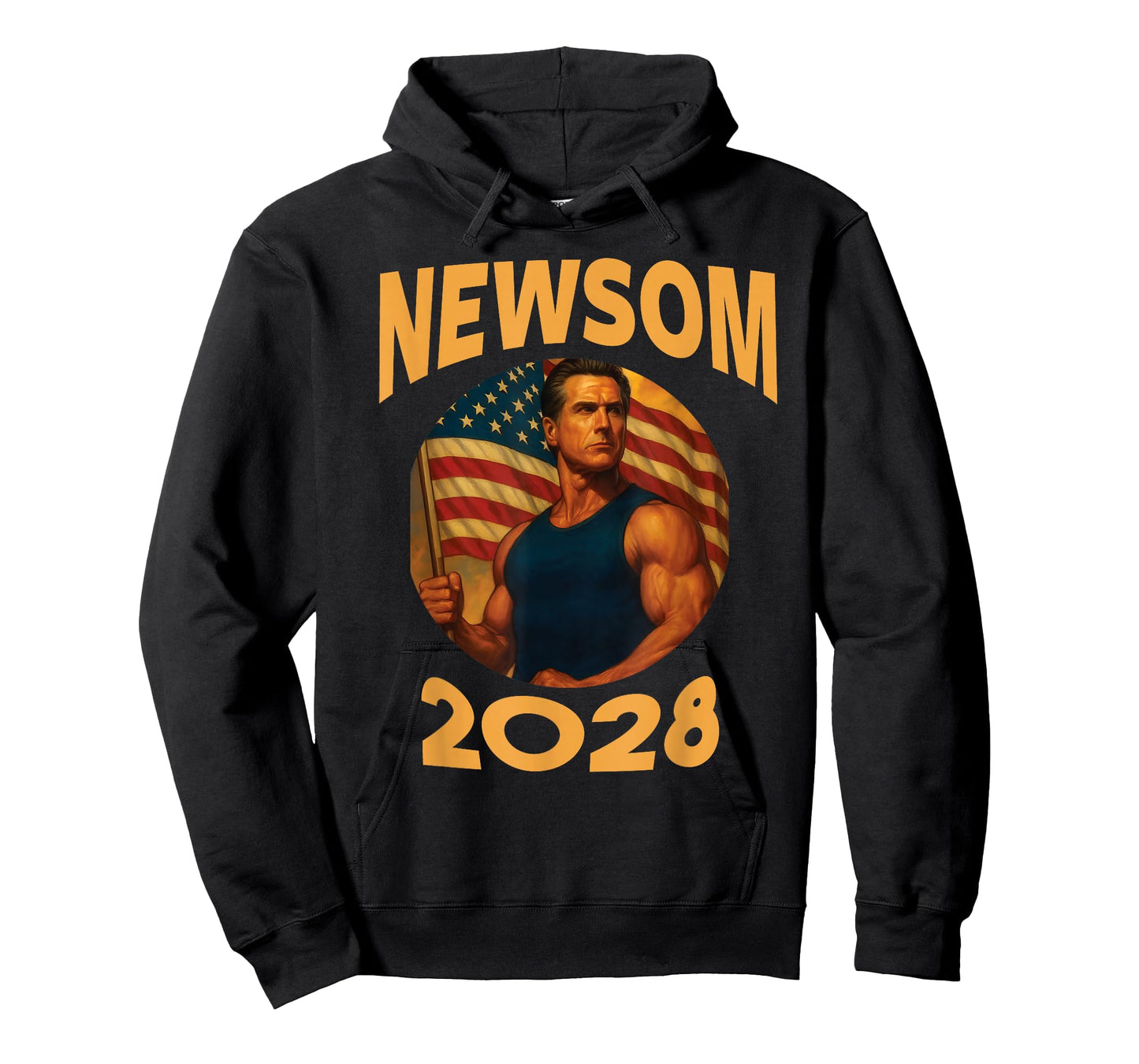 Gavin Newsom 2028 Political Satire Muscle American Patriot T-Shirt