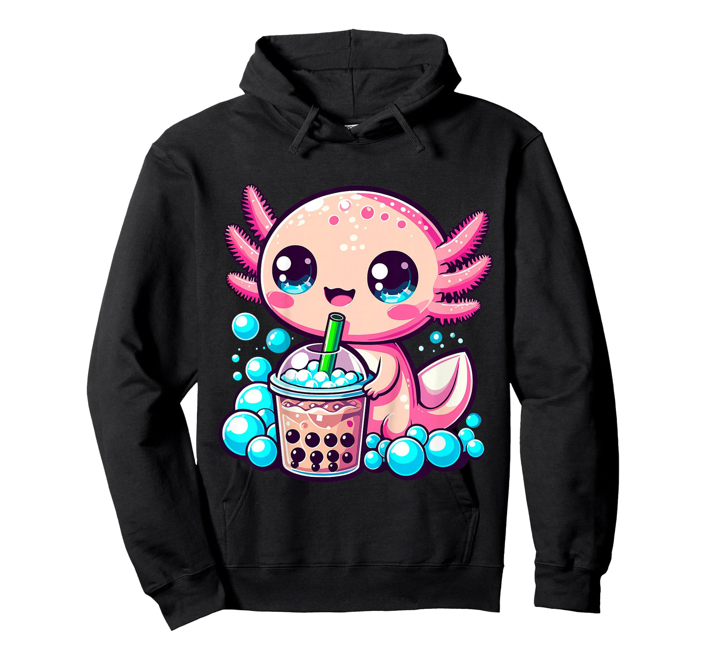 Kids Axolotl Bubble Boba Tea Anime Cut Kawaii Axolotl T-Shirt