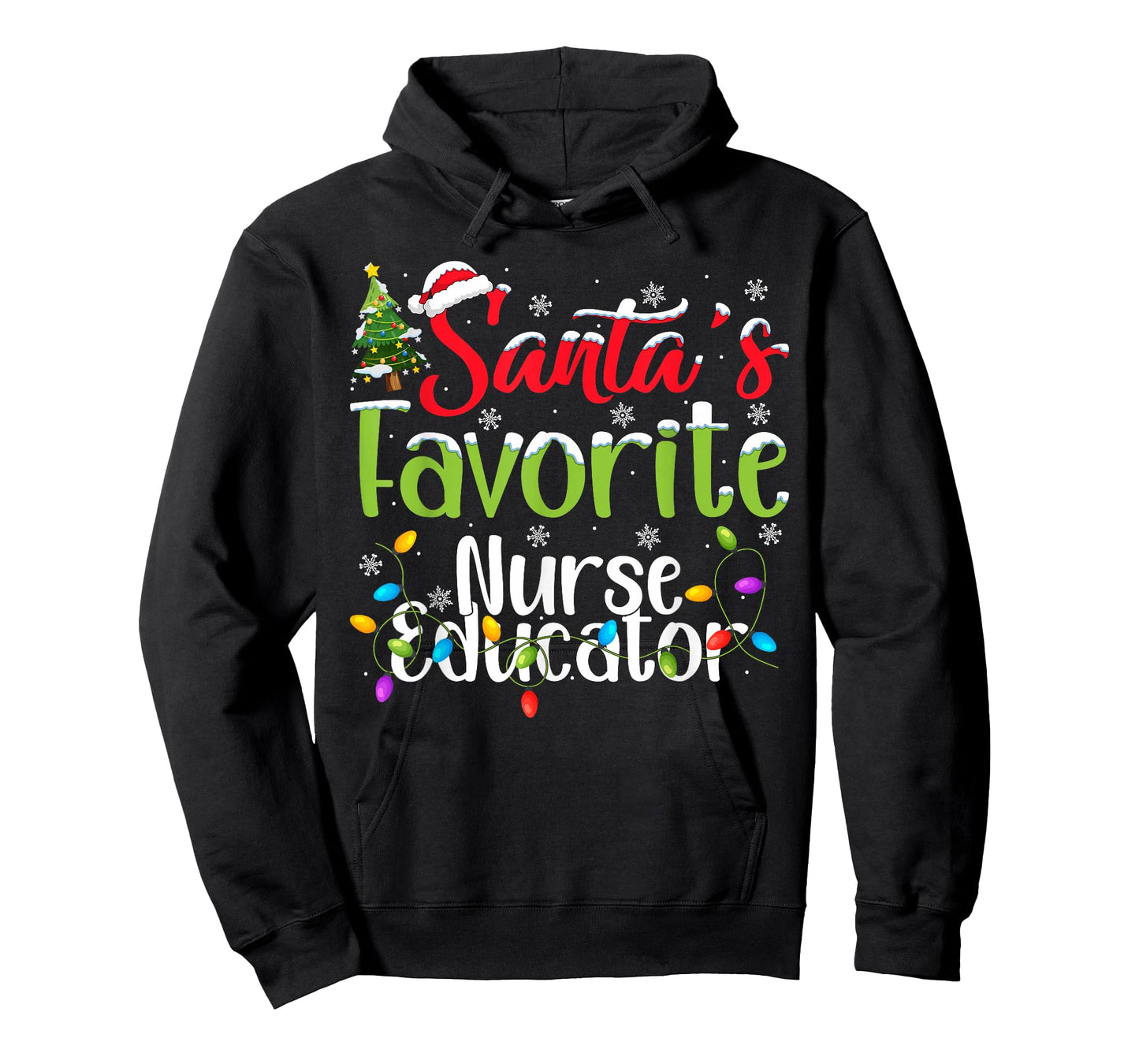 Santa Favorite Nurse Educator Christmas Lights Funny Xmas T-Shirt