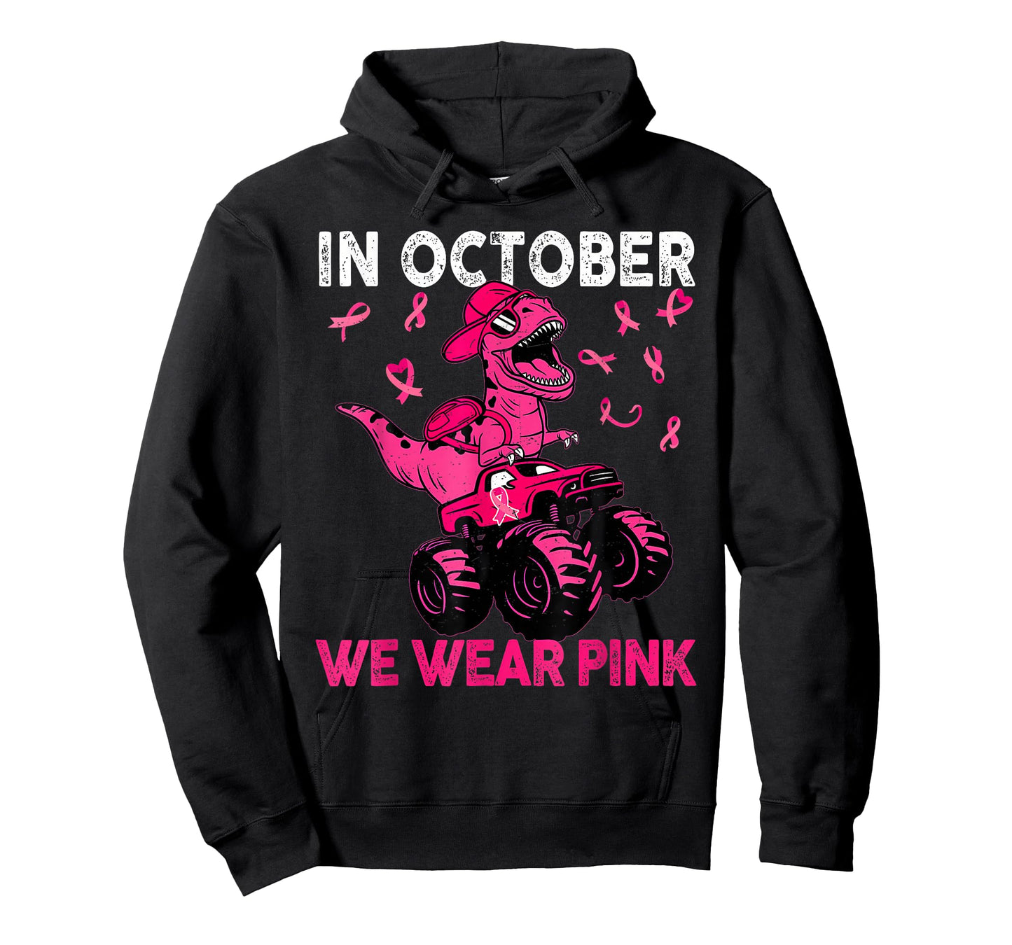 in October We Wear Pink Breast Cancer Trex Dino Kids Toddler T-Shirt