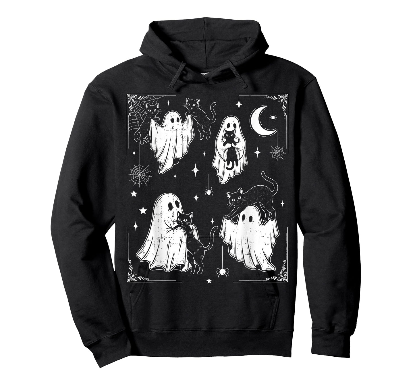Cute Ghost Holding Cat Funny Halloween Men Women Kids T-Shirt