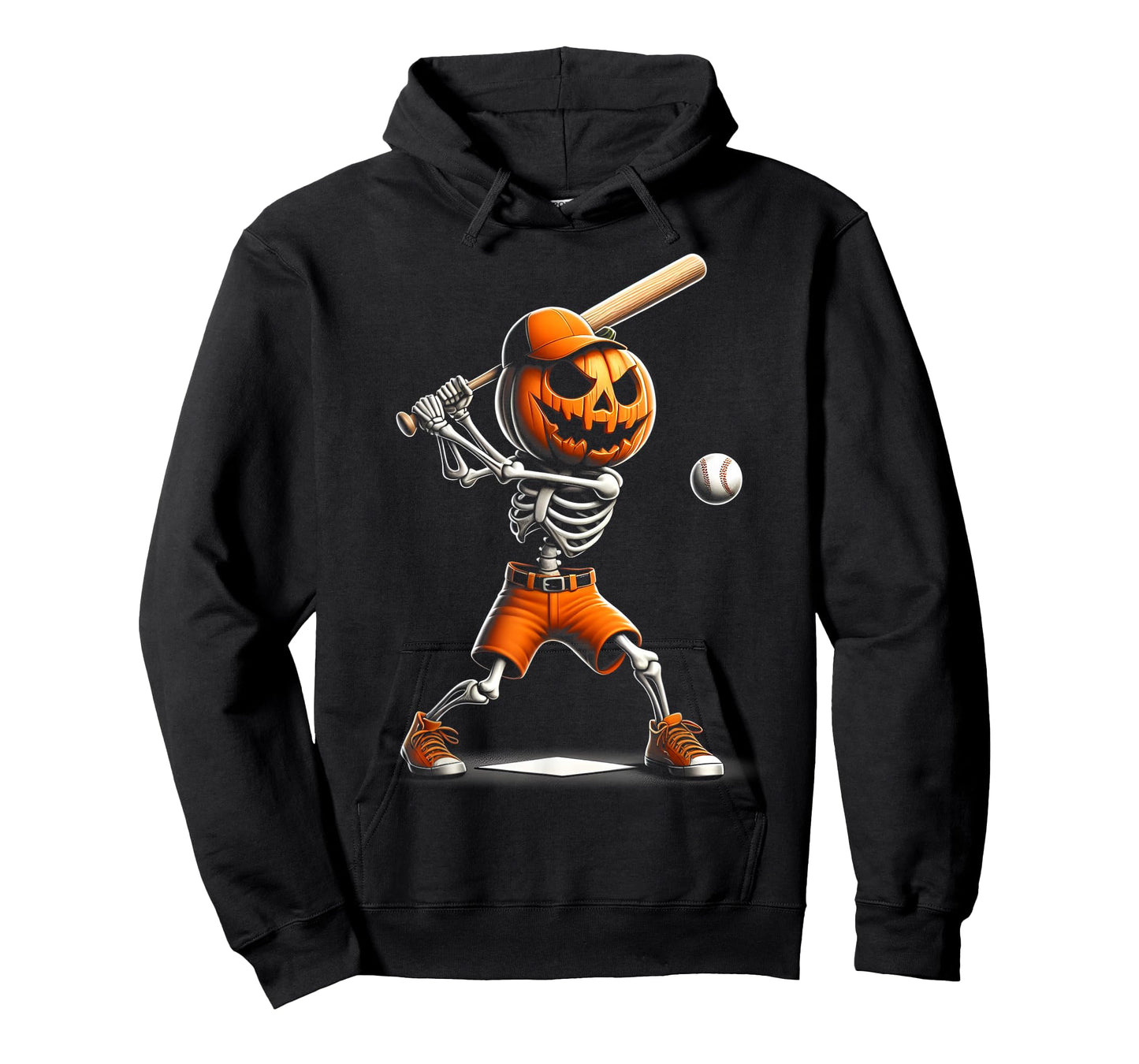 Funny Skeleton Baseball Pumpkin Halloween Costume Boys Kids T-Shirt