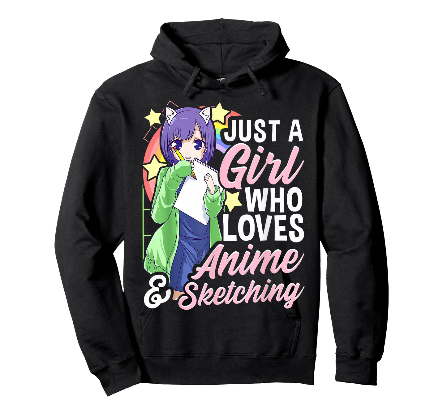 Anime Girl Just a Girl Who Loves Anime and Sketching Drawing T-Shirt Small