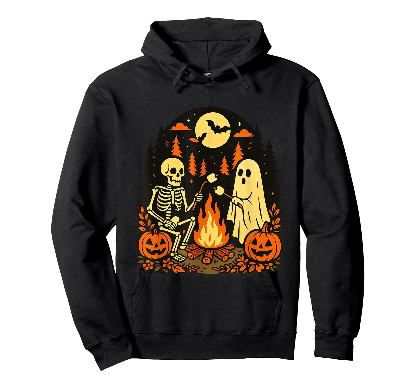 Halloween Spooky Skeleton and Ghost Campfire Vintage T-Shirt