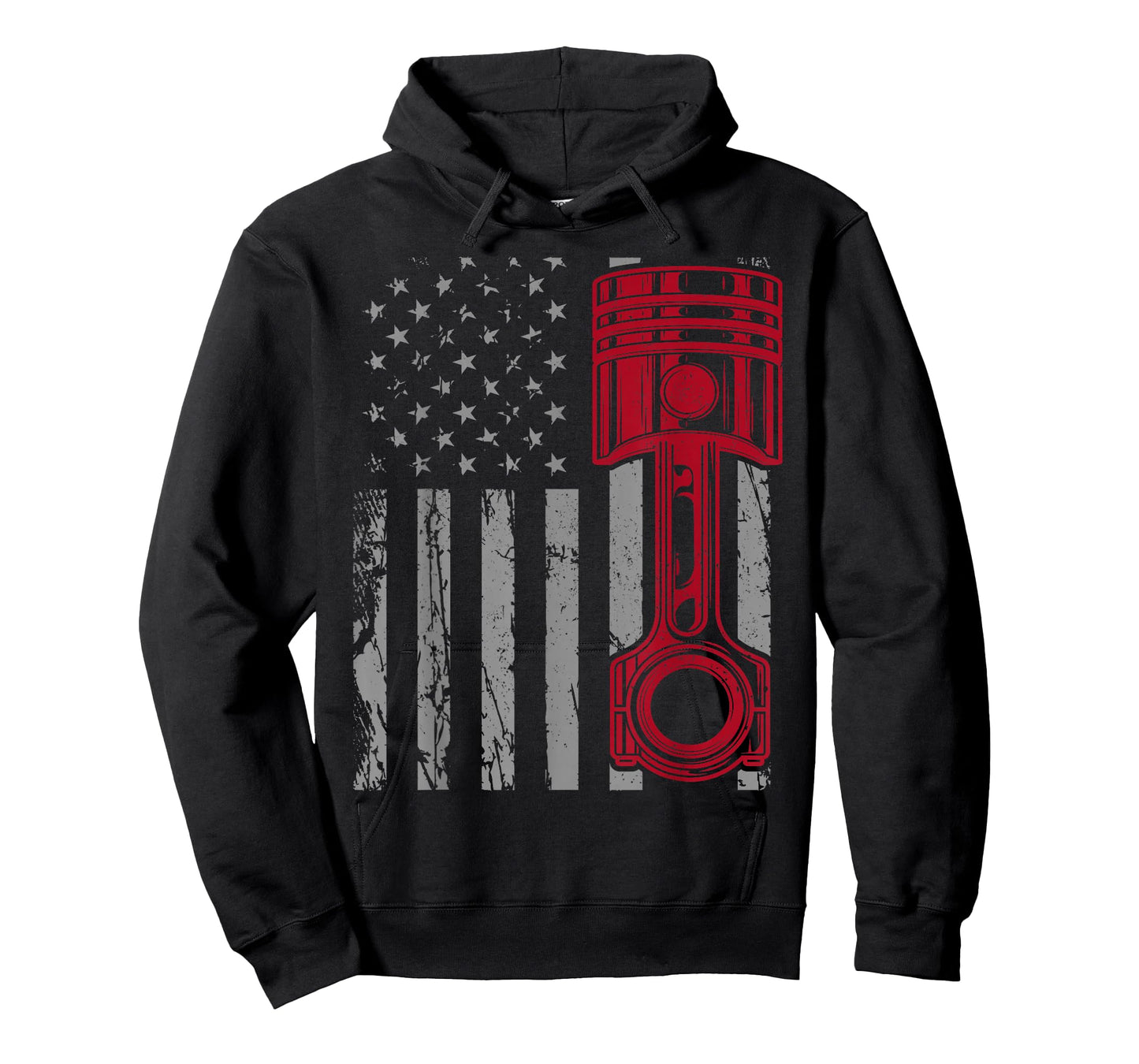 Car Mechanic Piston US Flag Auto Engine Patriotic Garage Guy T-Shirt