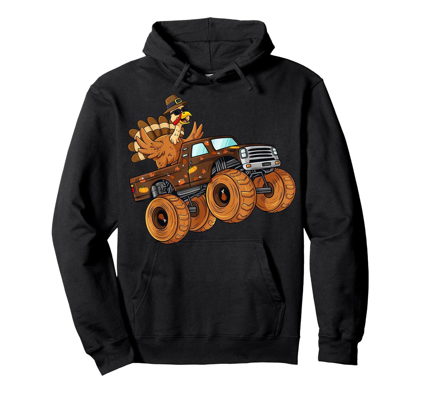 Thanksgiving Turkey Riding Monster Truck Boys Kids T-Shirt