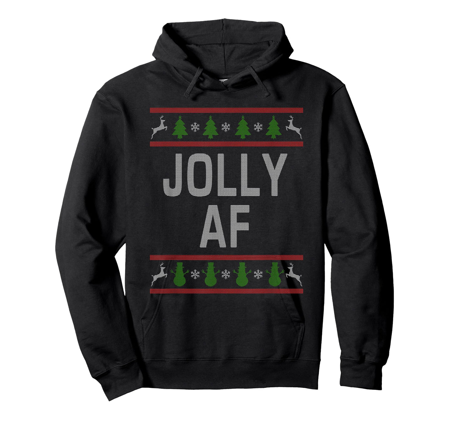 Jolly AF Ugly Christmas Sweater Style Funny Short Sleeve T-Shirt