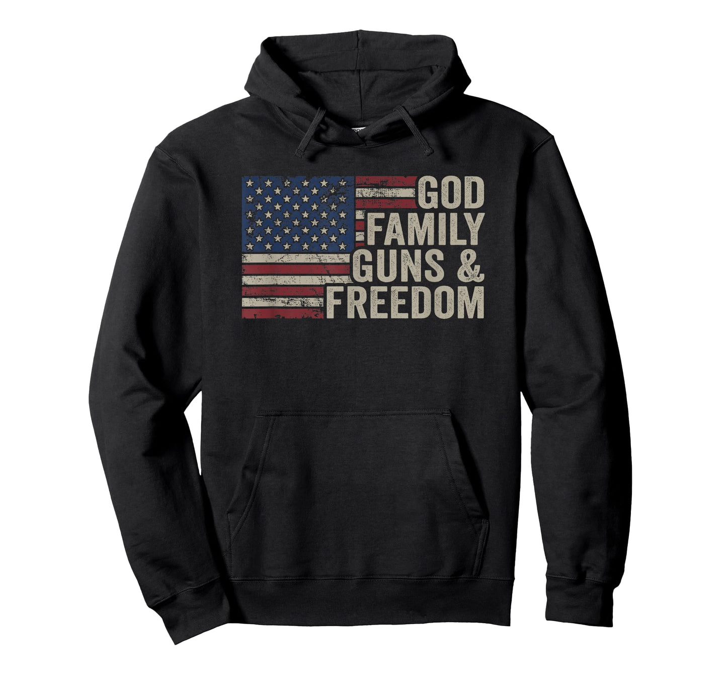 GOD Family Guns & Freedom - Pro Gun Vintage USA Flag T-Shirt