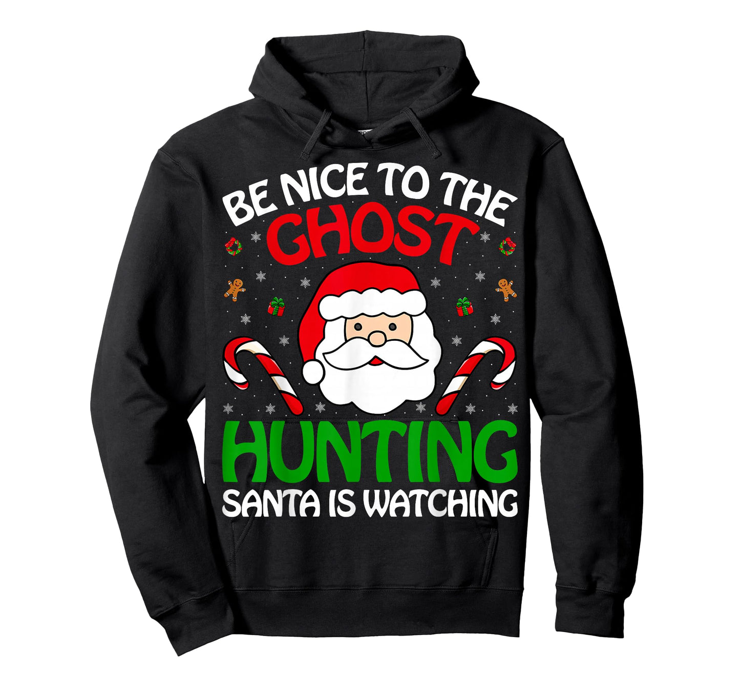 Ghost Hunting Santa Watching Christmas Paranormal Researcher T-Shirt