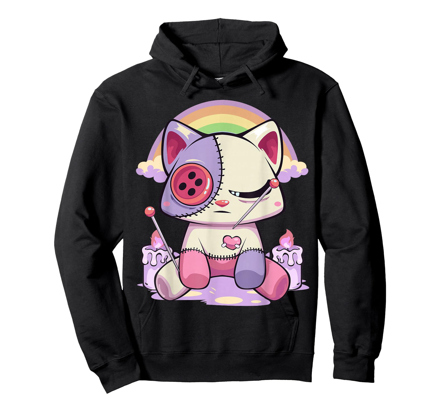 Pastel Goth Kawaii Menhera Sad Creepy Voodoo Doll Cat T-Shirt