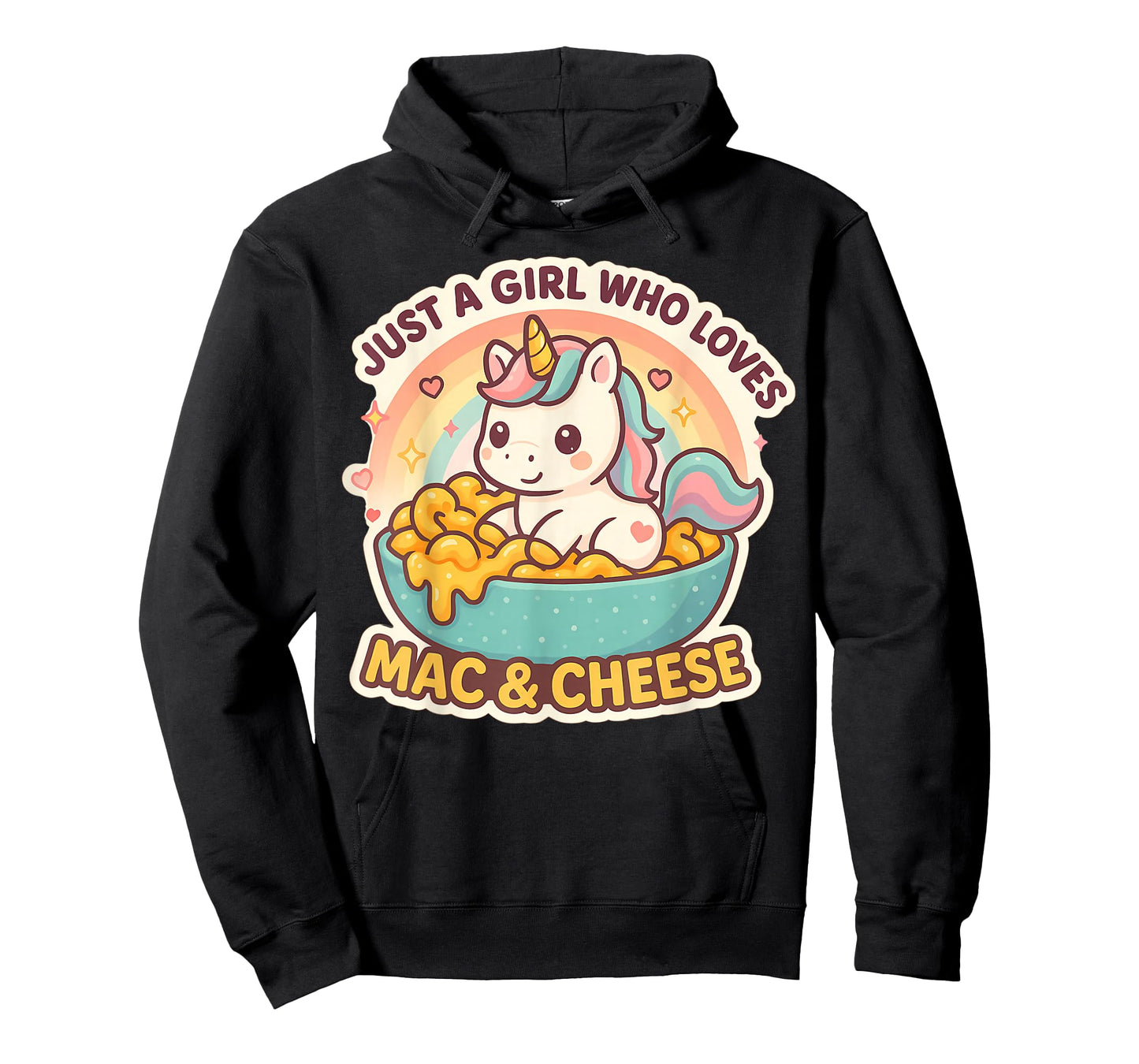 Unicorn Mac and Cheese Rainbow Kawaii Foodie Girl Pasta T-Shirt