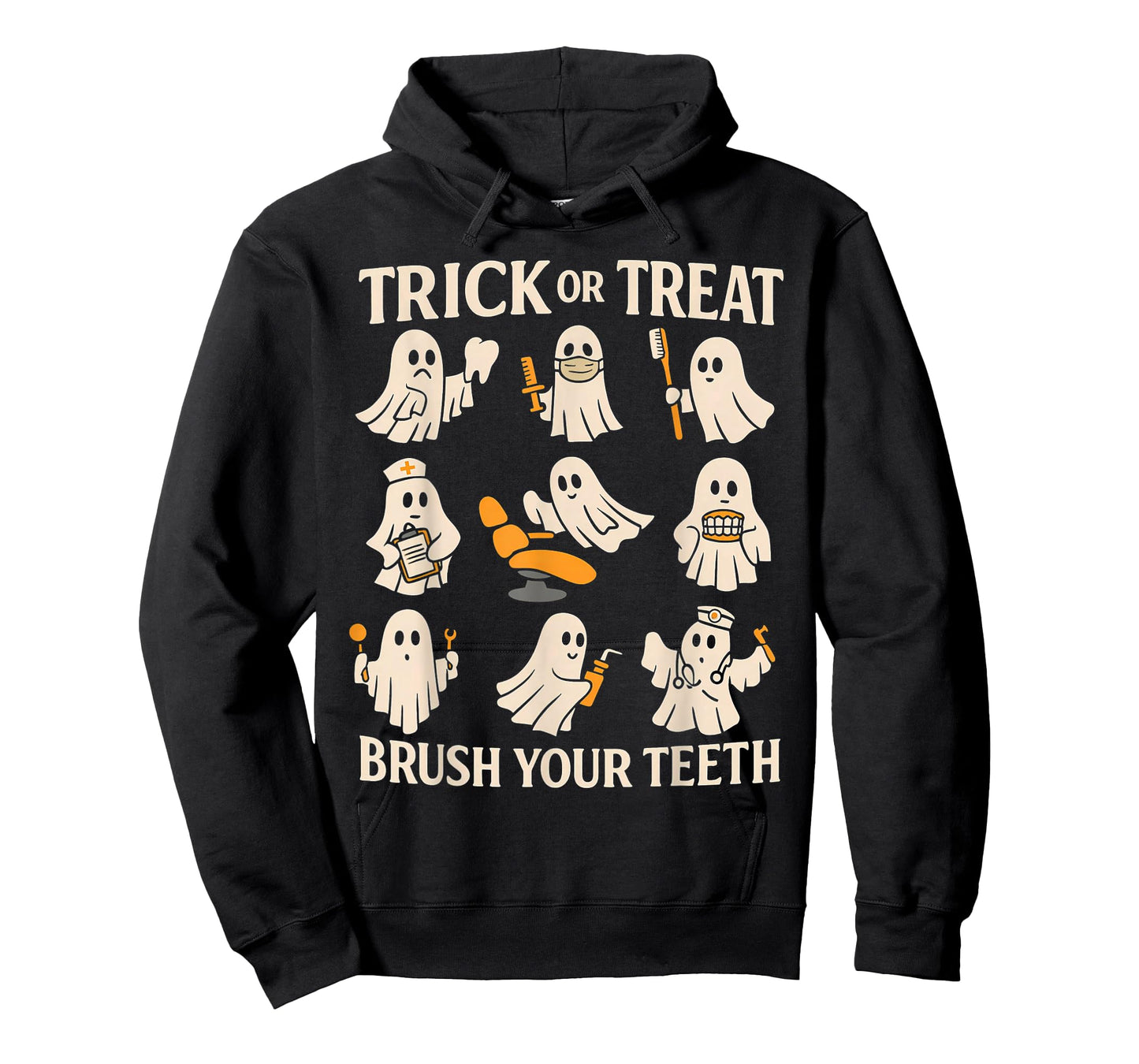 Trick Or Treat Brush Your Teeth Ghost Cute Halloween Dentist T-Shirt