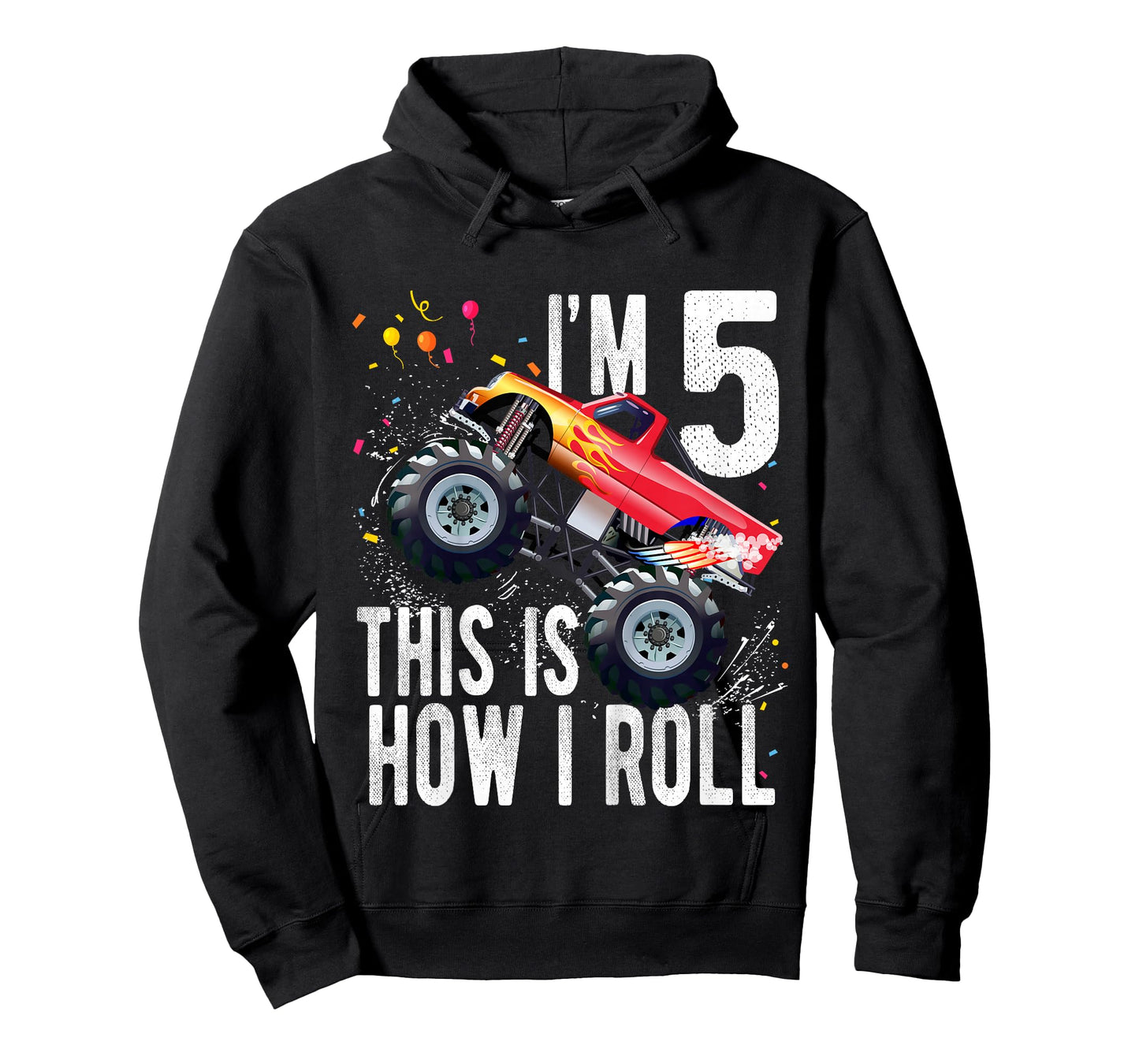 Kids 5 Year Old Shirt 5th Birthday Boy Monster Truck Car T-Shirt