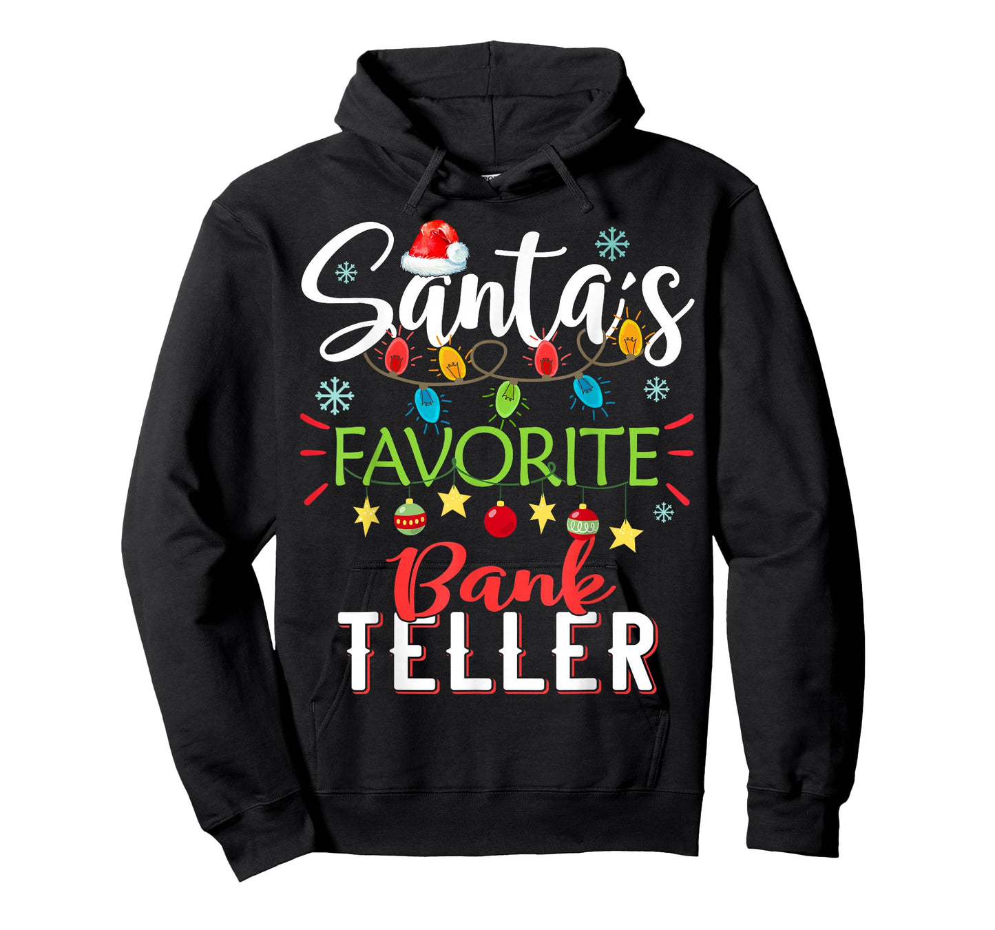 Santa's Favorite Bank Teller Xmas Light Santa Hat Christmas T-Shirt