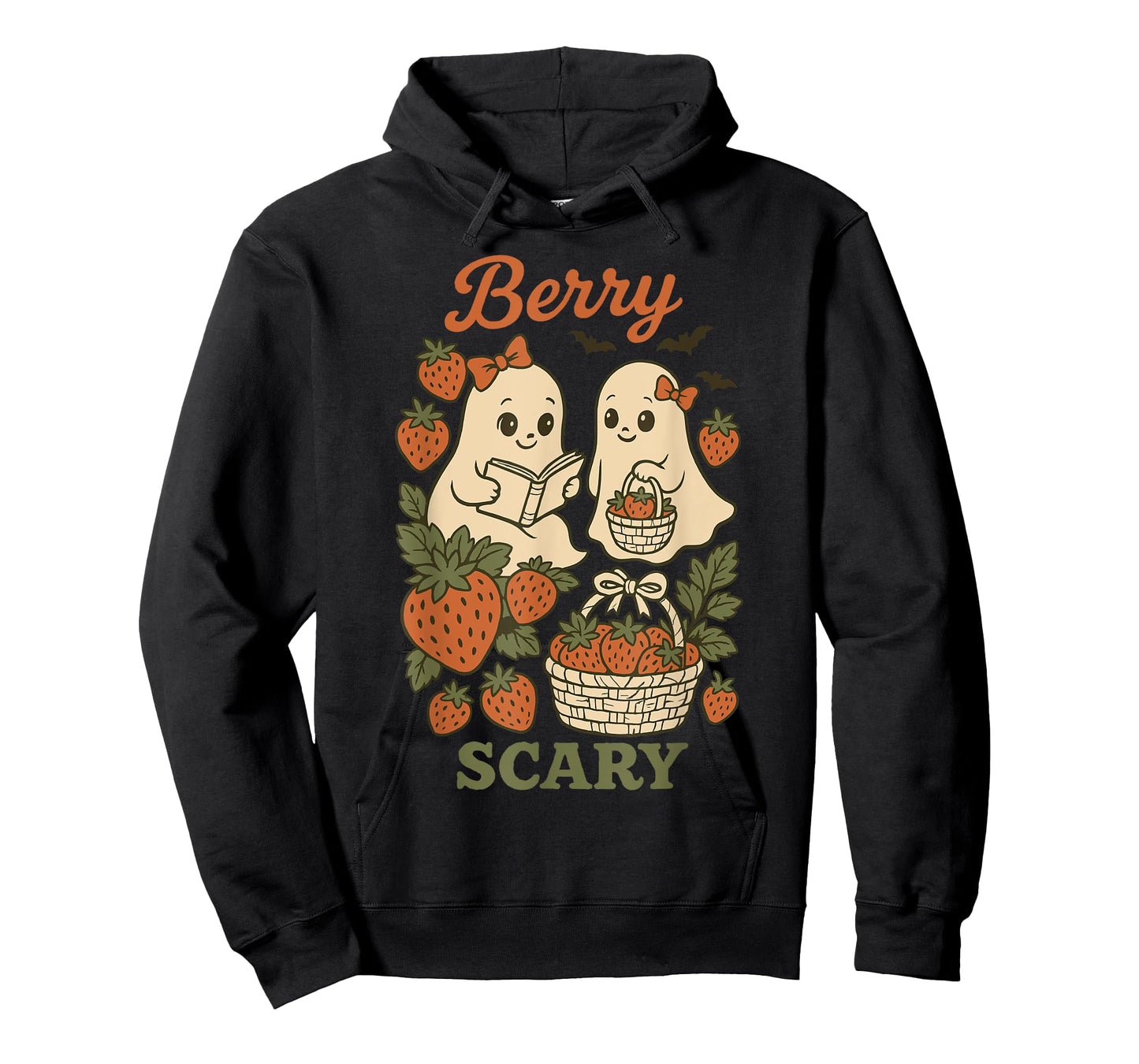 Kawaii Retro Berry Scary Ghosts Strawberries Halloween Girls T-Shirt