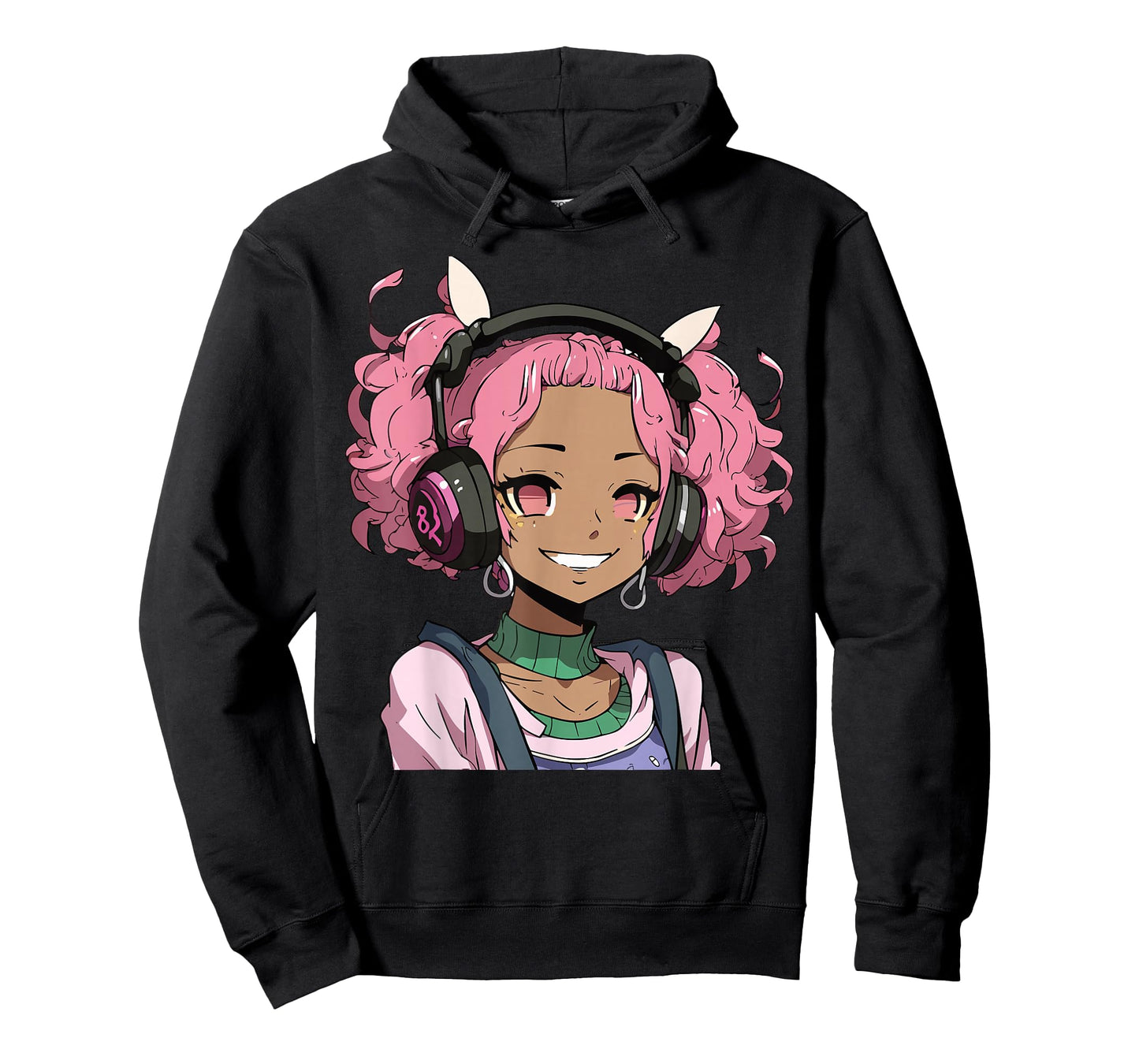 Anime and Music Black Girl Anime Merch Afro African American T-Shirt