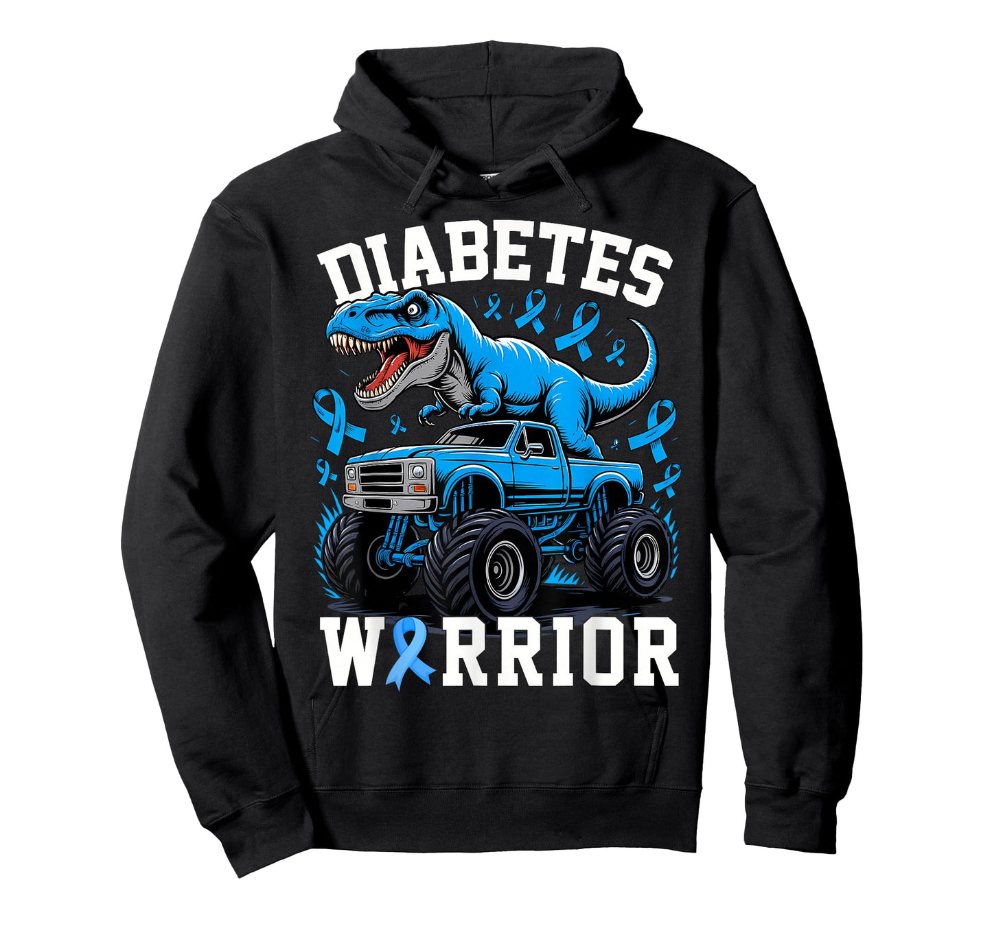 T Rex Dinosaur Monster Truck Blue Type 1 Diabetes Warrior T-Shirt