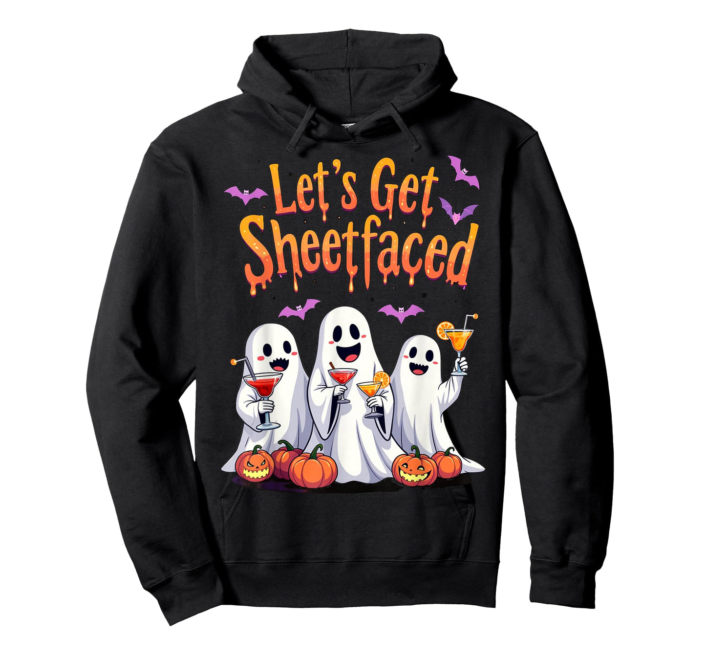 Let's Get Sheet Faced Cute Funny Ghost Drinking Halloween T-Shirt