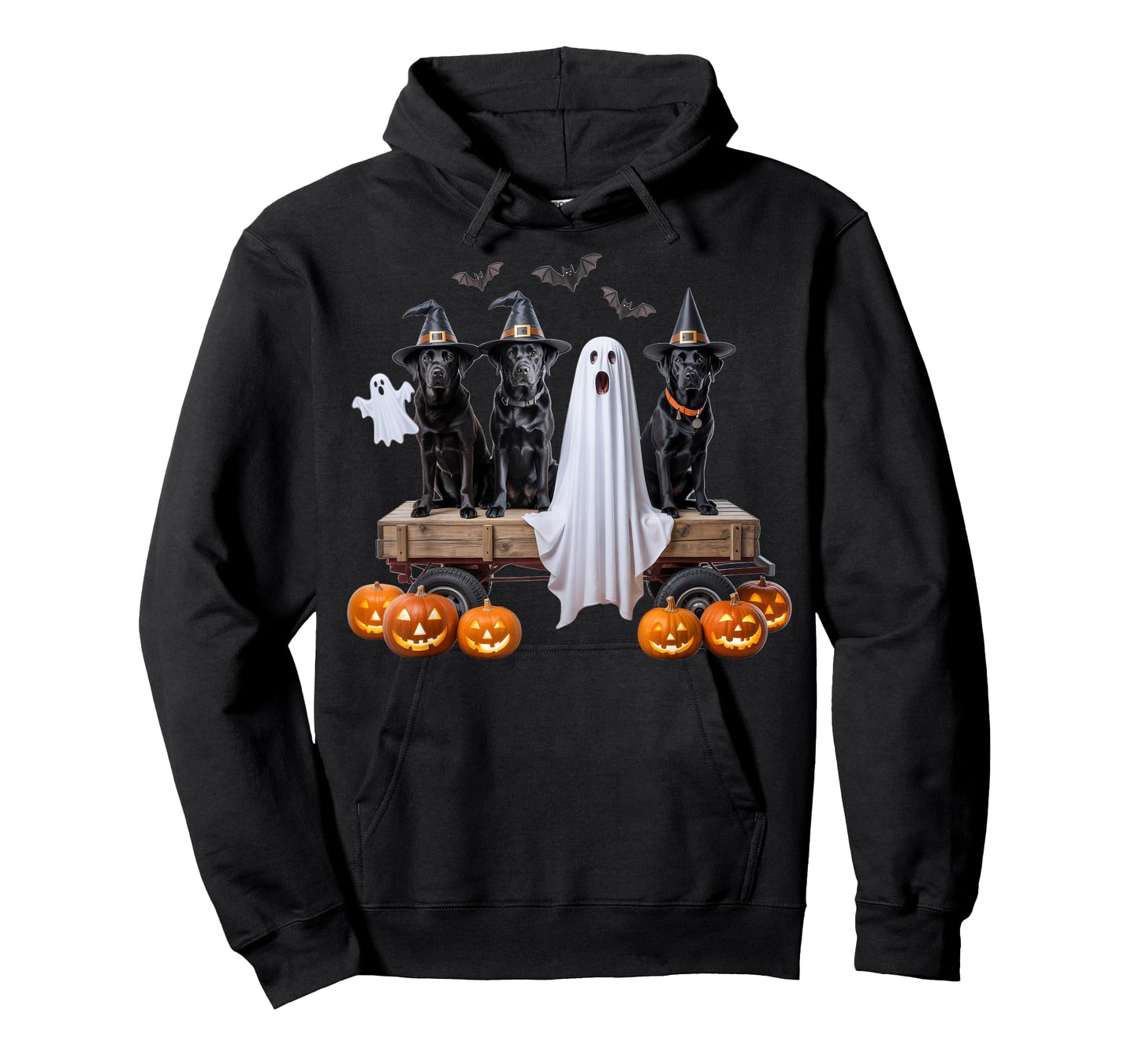 Black Labrador Spooky Squad Halloween Outfit with Witch Dogs T-Shirt