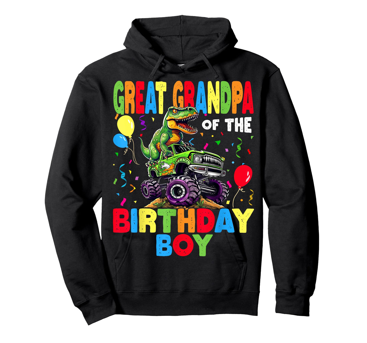Great Grandpa Of The Birthday Boy Dinosaur Rex Monster Truck T-Shirt