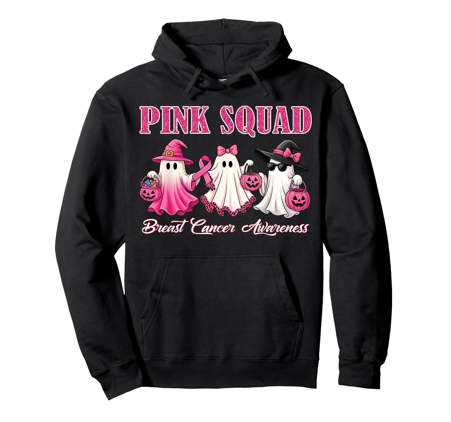 Pink Squad Ghost Breast Cancer Awareness for Kids Girls T-Shirt