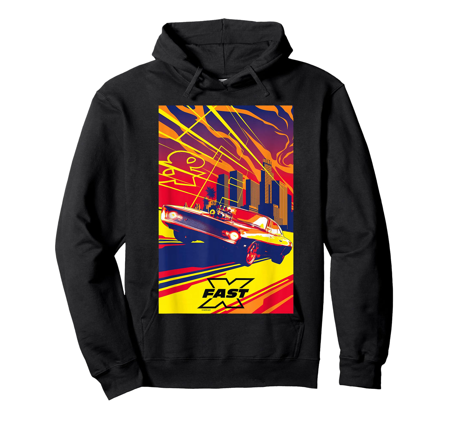 Fast X Toretto Charger City Skyline Saturated Movie Poster T-Shirt