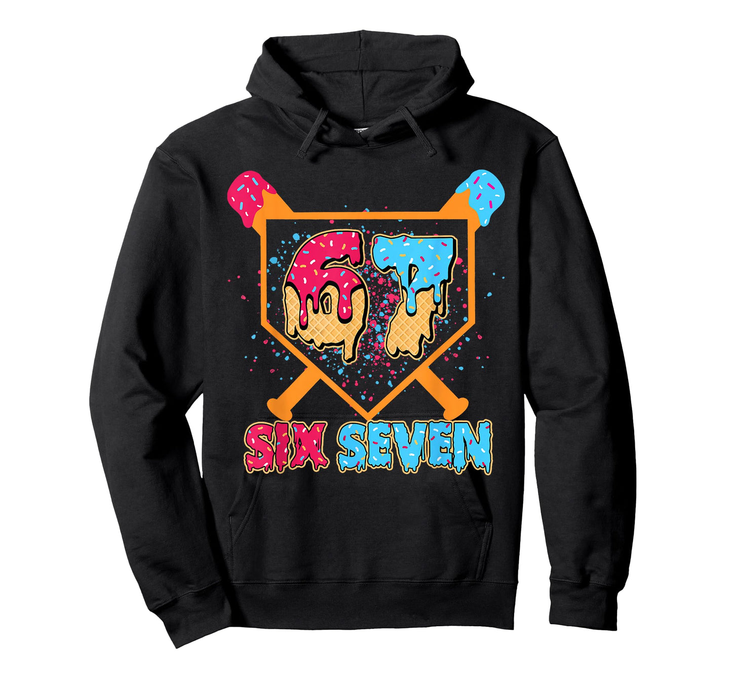 Six Seven Ice Cream Drip Cool Meme 67 Funny Number T-Shirt