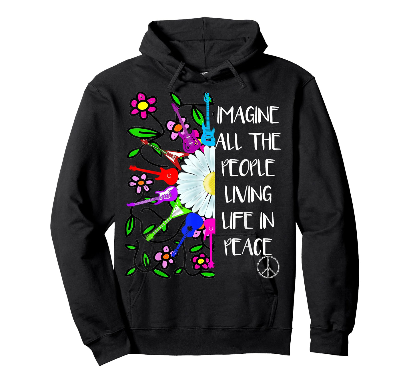 Imagine Peace Groovy Hippie Colorful 70s Folk Rock Music T-Shirt