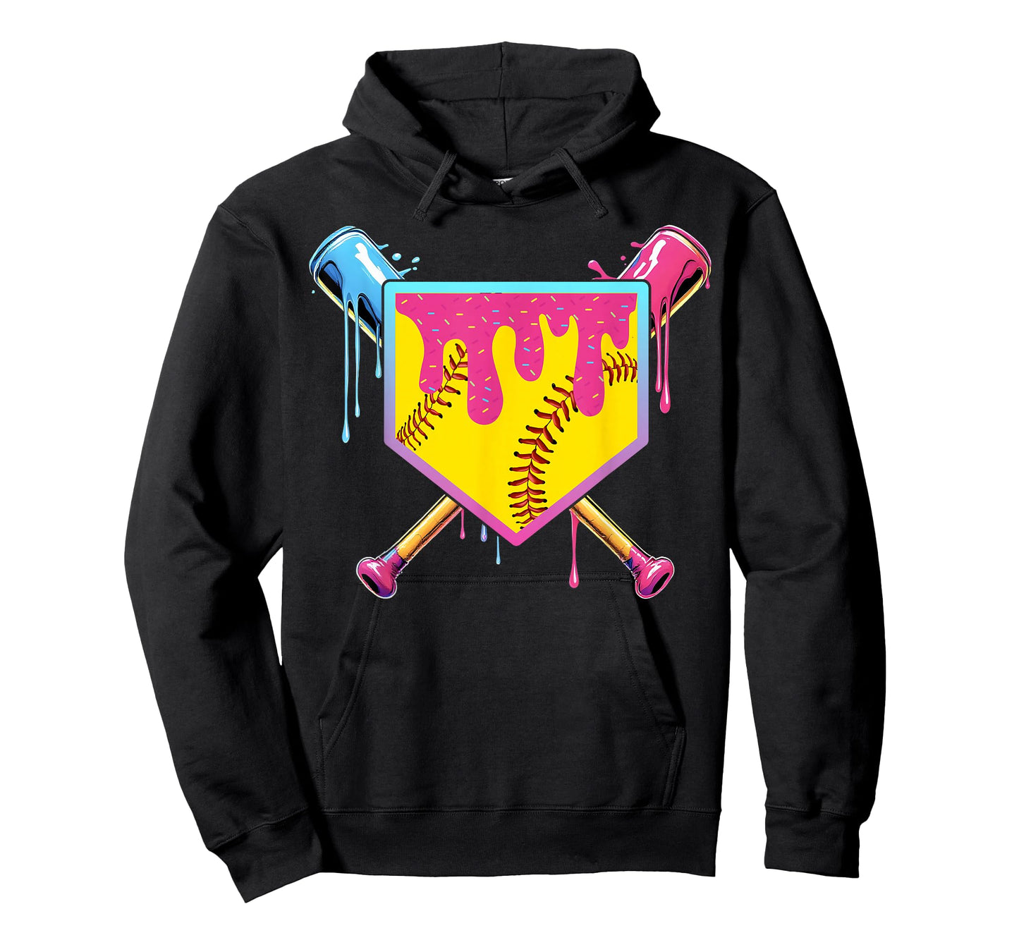 Softball Drip Girls Ice Cream Drip Home Plat Youth Game Day T-Shirt