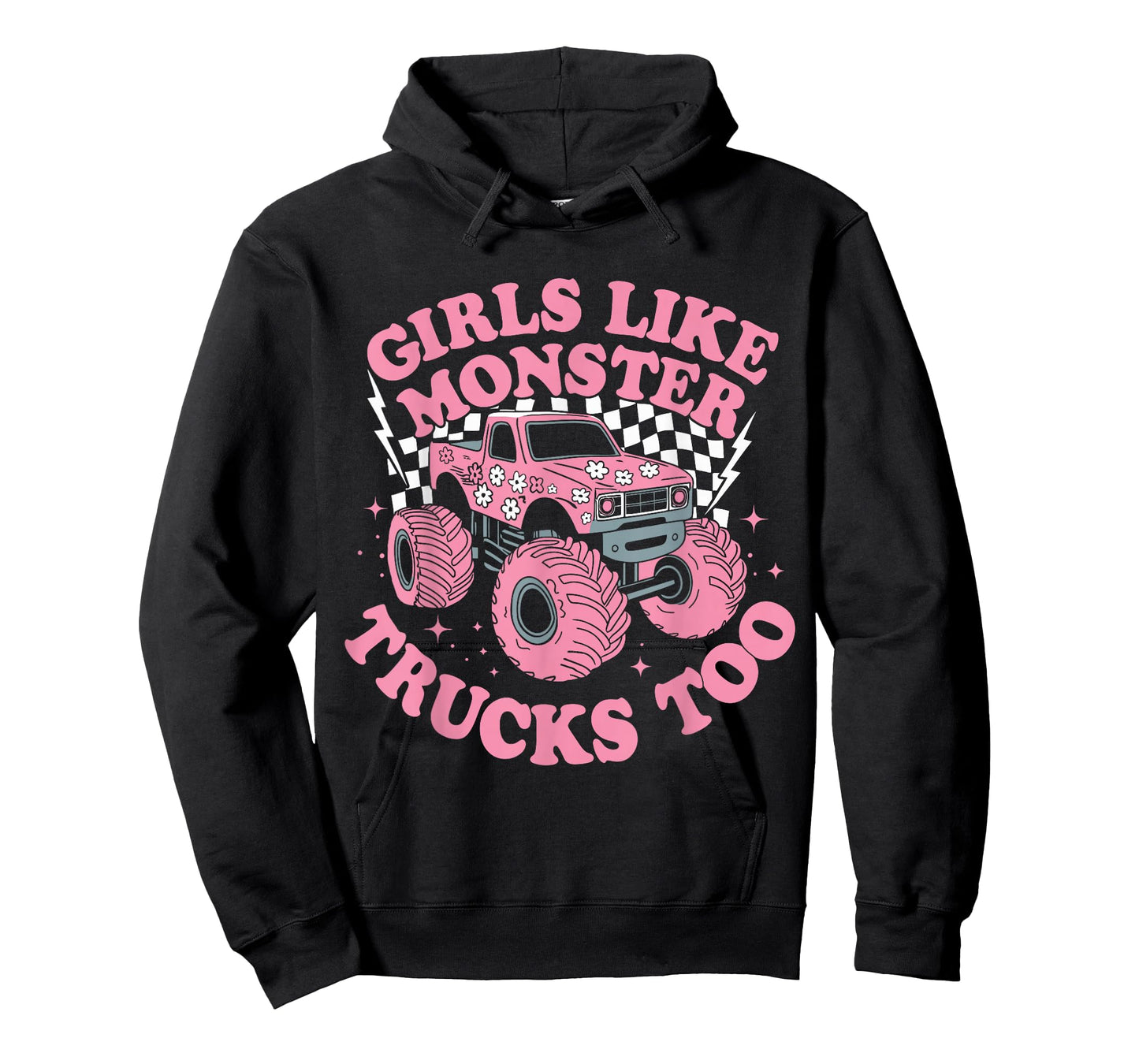 Girls Like Monster Trucks Too Funny Pink Monster Truck Girls T-Shirt