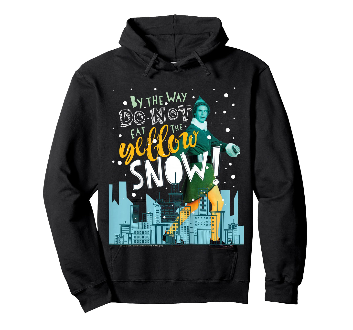 Kids Elf Buddy Don't Eat The Yellow Snow Skyline Text Poster T-Shirt