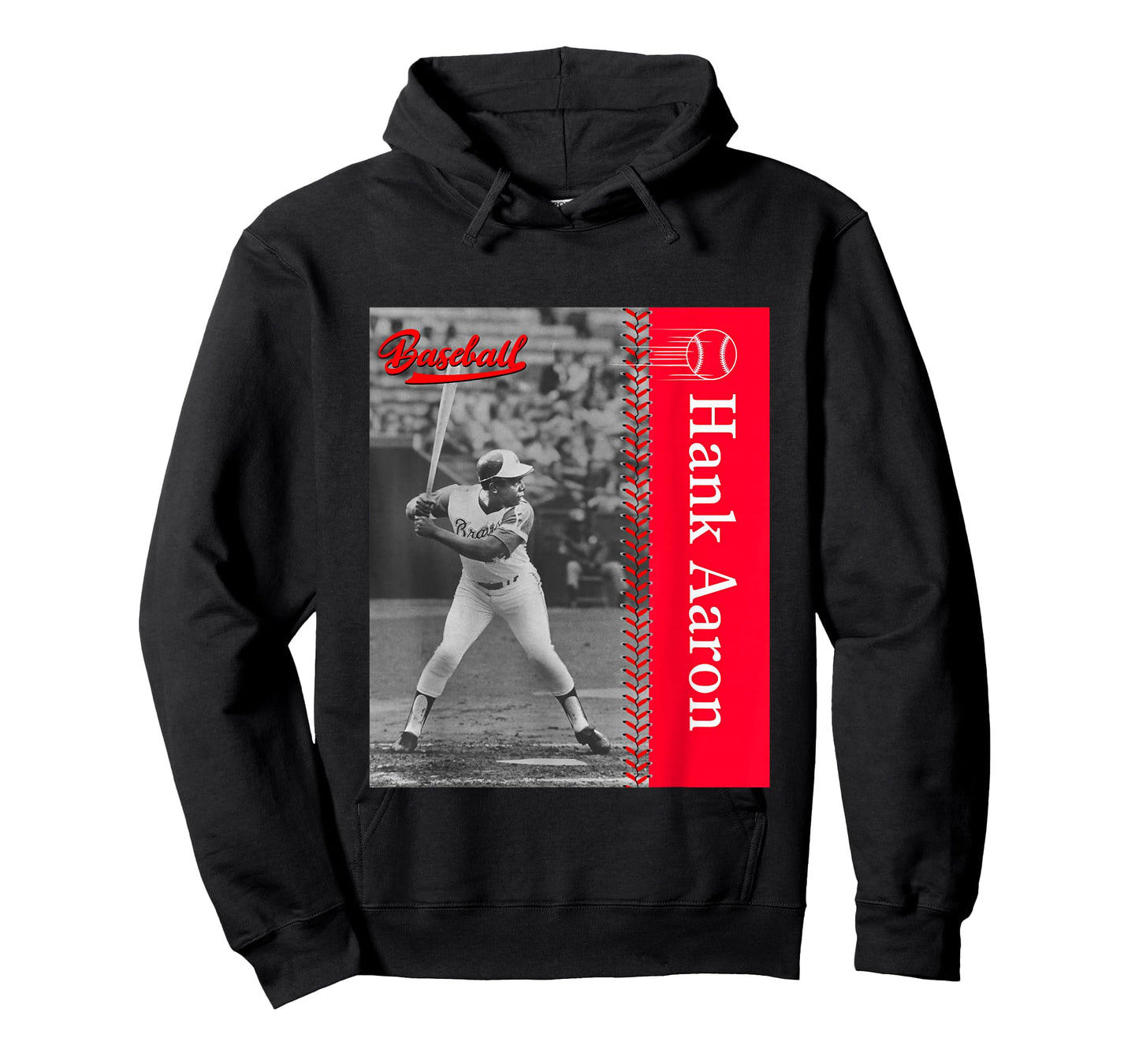 Hank Aaron_Baseball_001 T-Shirt, Small, Black