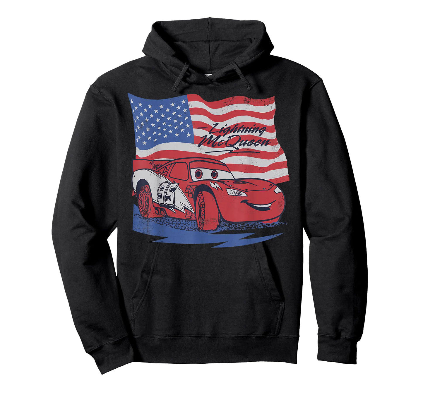 Disney Pixar Cars US Flag Lightning McQueen Retro T-Shirt T-Shirt