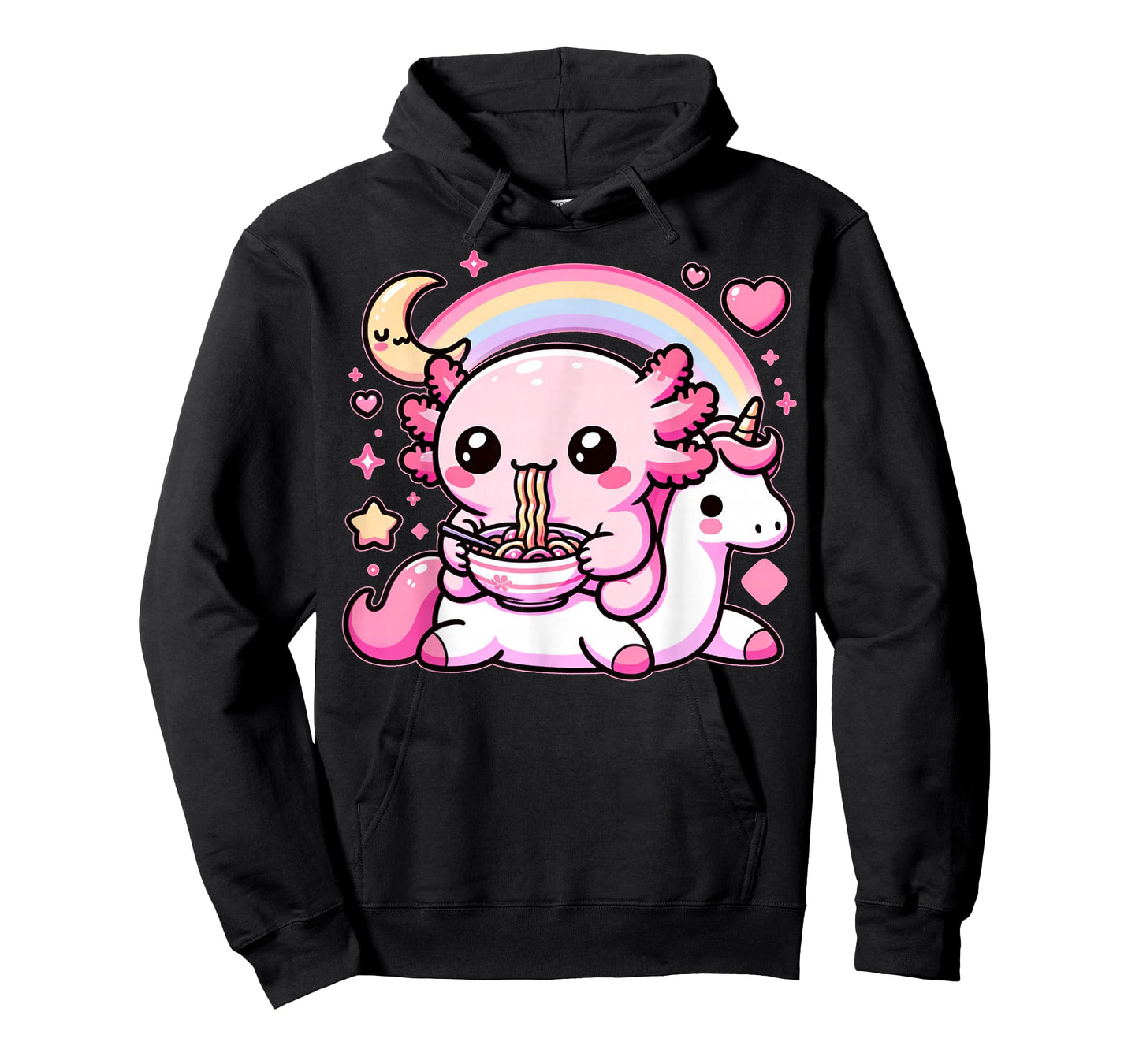 Anime Kawaii Axolotl Eating Ramen Noodles Kids Teen Girl Boy T-Shirt
