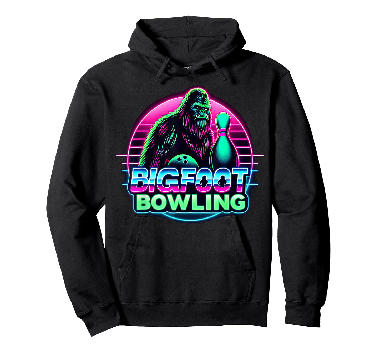 Bigfoot Bowling Funny Sasquatch Bowler Alley Pin Graphic T-Shirt