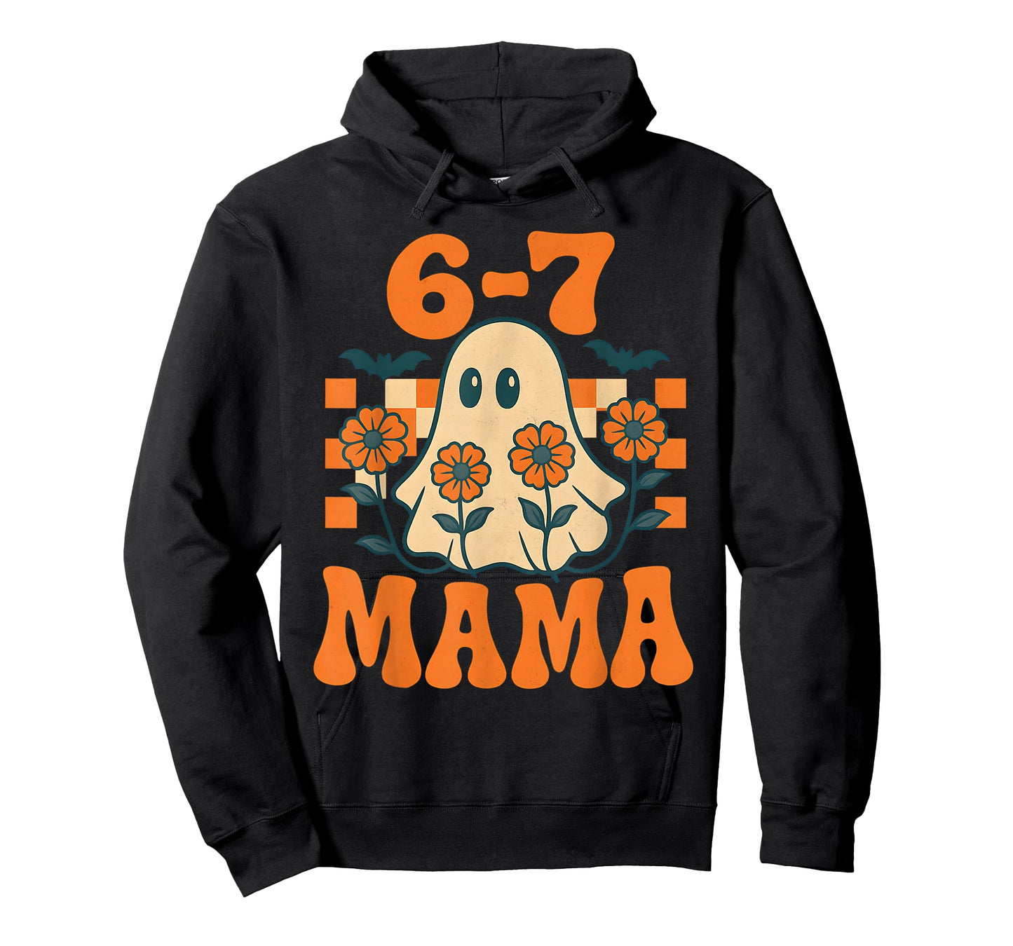 67 Mama Ghost Halloween Groovy Retro Six Seven Mom Funny T-Shirt