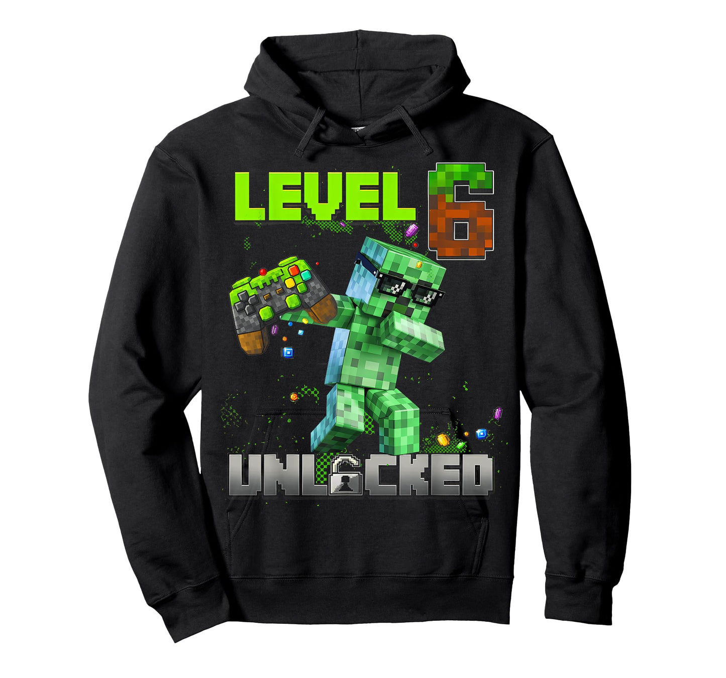 Level 6 Unlocked Funy Birthday Boy Pixel Gamer 6th Birthday T-Shirt