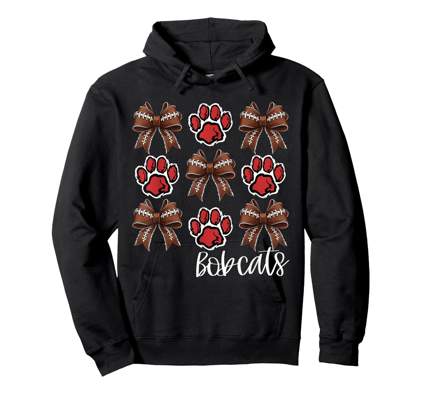 Bobcats Football Bows School Spirit Game Day Red Bobcat T-Shirt