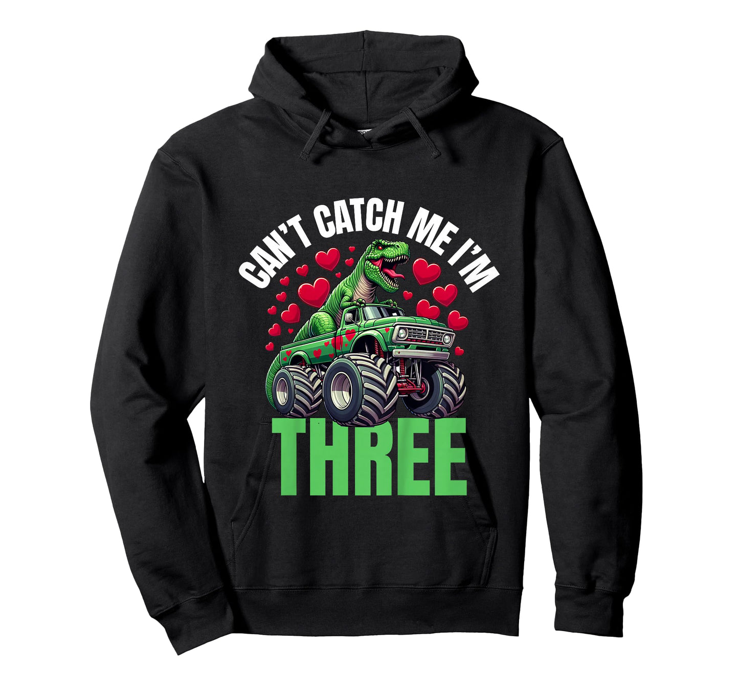 Can’t Catch Me I’m 3 - Birthday 3rd Kids Monster Trucks T-Shirt
