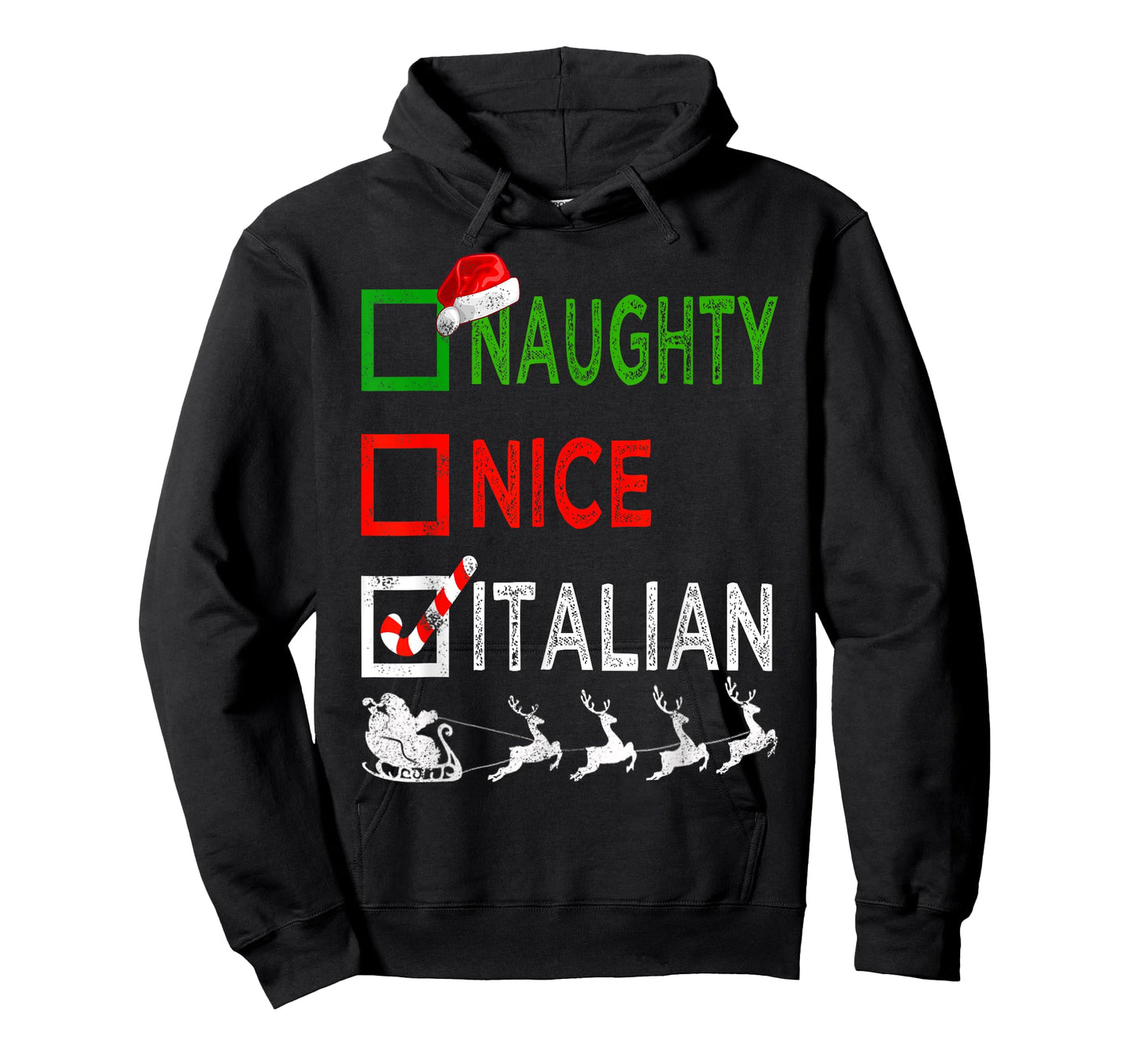 Naughty Nice Italian Christmas Pajamas Funny Santa Hat Xmas T-Shirt